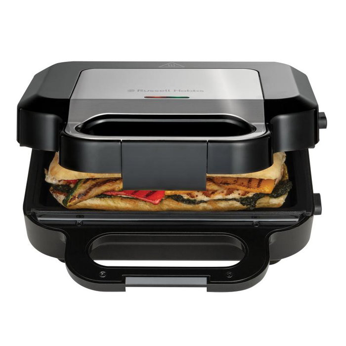 Russell Hobbs Appareil 3-en-1 Sandwich, Gaufres et Grill, Noir et Inox