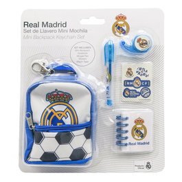 CERDÁ Set de Papeterie Mini Mochila Real Madrid en Polyester Bleu Royal - 19,5 x 22,5 x 4,5 cm