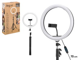Arte Regal Ring Light Selfie Trépied 57x10x30 cm avec Pied Extensible 195 cm Plastique Noir Blanc 120 LED USB (Set de 4)