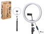Arte Regal Ring Light Selfie Trépied 57x10x30 cm avec Pied Extensible 195 cm Plastique Noir Blanc 120 LED USB (Set de 4)