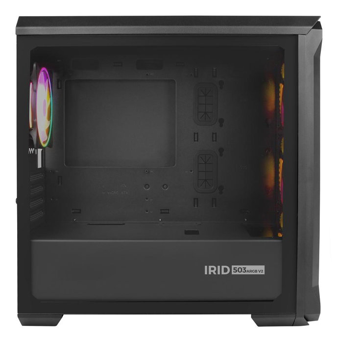 Genesis Boîtier PC Irid 503 ARGB Mini Tower Noir, 4 Ventilateurs 120mm ARGB, Vitre Trempée