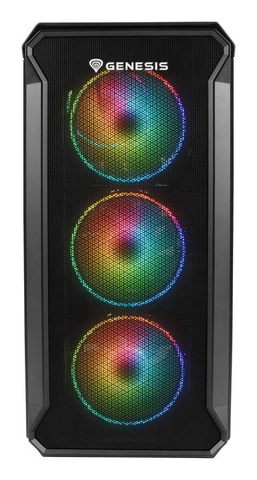 Genesis Boîtier PC Irid 503 ARGB Mini Tower Noir, 4 Ventilateurs 120mm ARGB, Vitre Trempée