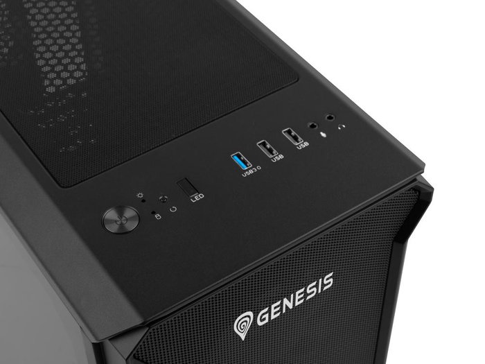 Genesis Boîtier PC Irid 503 ARGB Mini Tower Noir, 4 Ventilateurs 120mm ARGB, Vitre Trempée