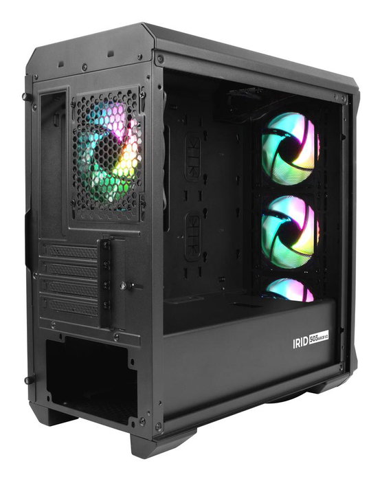 Genesis Boîtier PC Irid 503 ARGB Mini Tower Noir, 4 Ventilateurs 120mm ARGB, Vitre Trempée