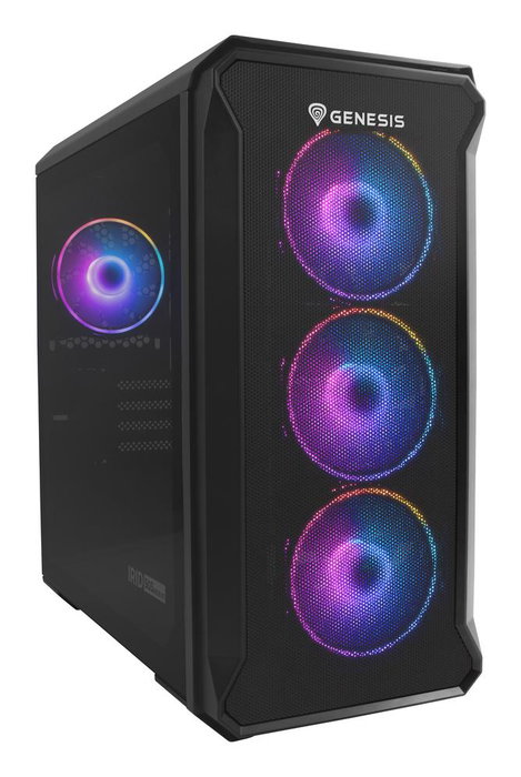 Genesis Boîtier PC Irid 503 ARGB Mini Tower Noir, 4 Ventilateurs 120mm ARGB, Vitre Trempée