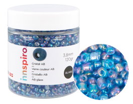 Innspiro Rocaille de verre ronde aurora boreale bleu cyan 3,8mm 120g