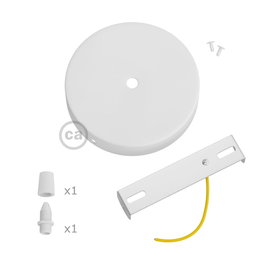 Creative Kit fluron métal Ø120 x 25 mm, trou central 10 mm, avec presse-étoupe plastique, blanc mat