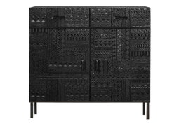 GINER Y COLOMER Commode en bois de manguier sculpté, Noyer foncé