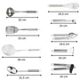 Fackelmann - Set de 9 ustensiles de cuisine en acier inoxydable, collection Ovale : Louche, écumoire, fouet, pelle, cuillère, presse-ail, éplucheur, vide-pommes, ouvre-boîtes