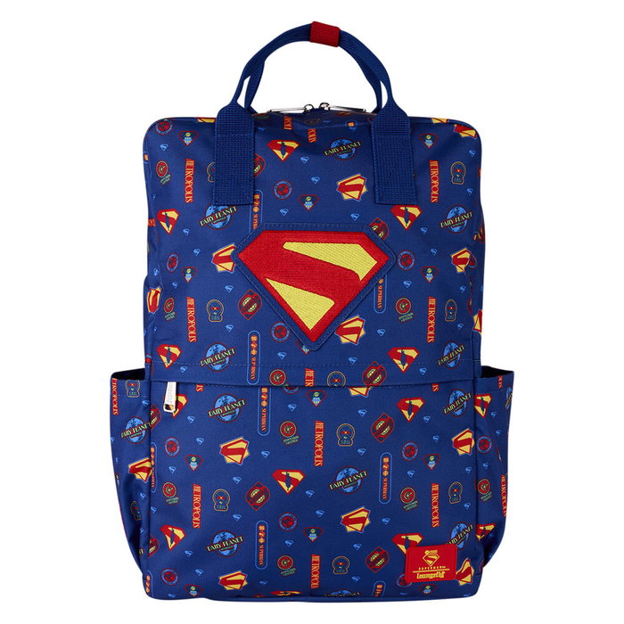 Loungefly Sac à dos nylon taille 43 cm, thème Superman Marvel, bretelles ajustables, détails brillants et brodés Loungefly Sac à dos nylon taille 43 cm, thème Superman Marvel, bretelles ajustables, détails brillants et brodés