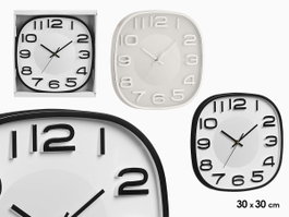 GIFTDECOR Horloge Carrée 30x30 cm - Noir et Argent