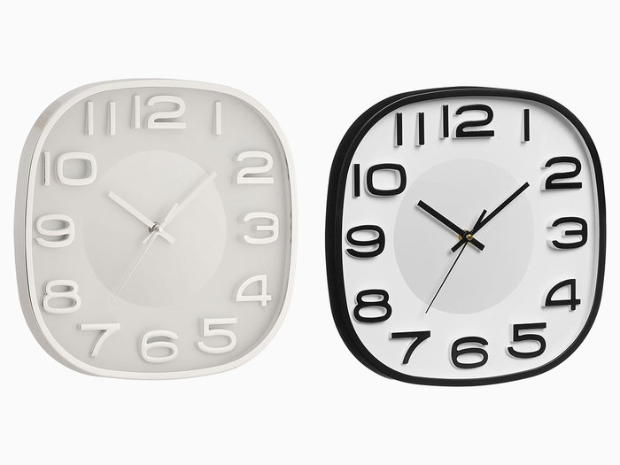 GIFTDECOR Horloge Carrée 30x30 cm - Noir et Argent