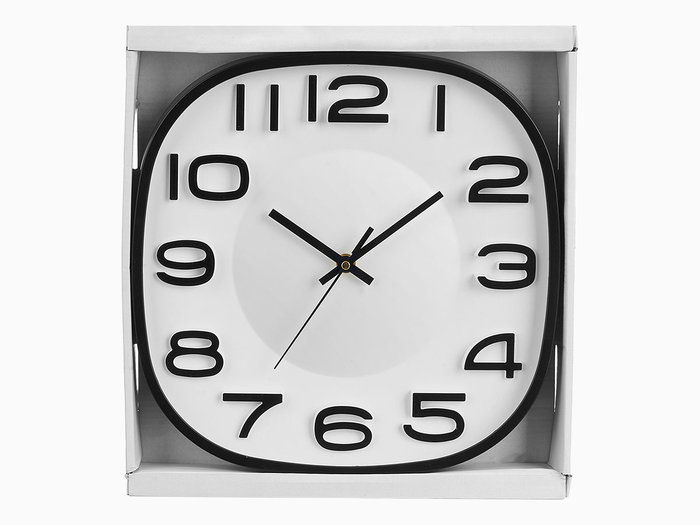GIFTDECOR Horloge Carrée 30x30 cm - Noir et Argent