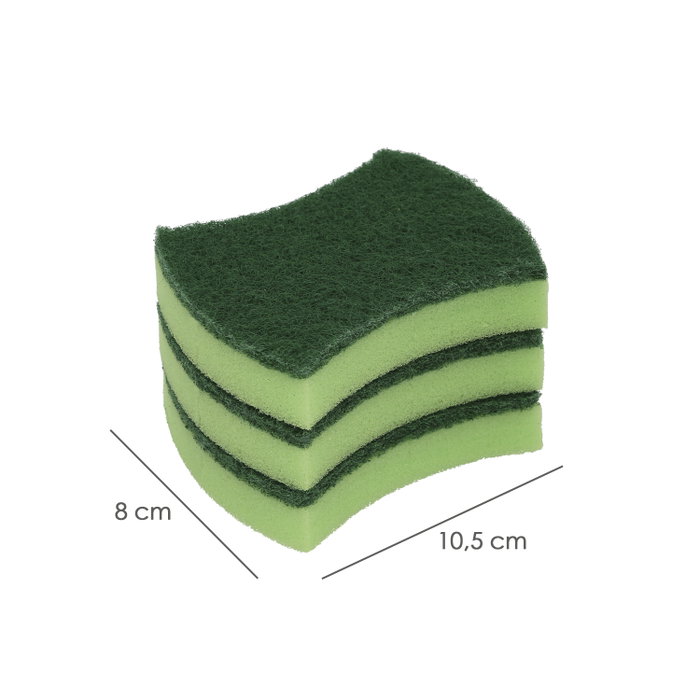 WOLFPACK LINEA PROFESIONAL Lot de 3 éponges vertes avec fibre abrasive WOLFPACK LINEA PROFESIONAL Lot de 3 éponges vertes avec fibre abrasive