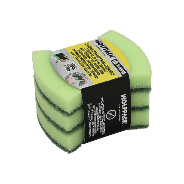 WOLFPACK LINEA PROFESIONAL Lot de 3 éponges vertes avec fibre abrasive WOLFPACK LINEA PROFESIONAL Lot de 3 éponges vertes avec fibre abrasive