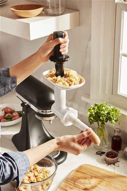 KitchenAid 5KSMSSA Emboutisseur à saucisses pour hachoir - Compatible lave-vaisselle, avec tubes 9.5 mm et 19 mm