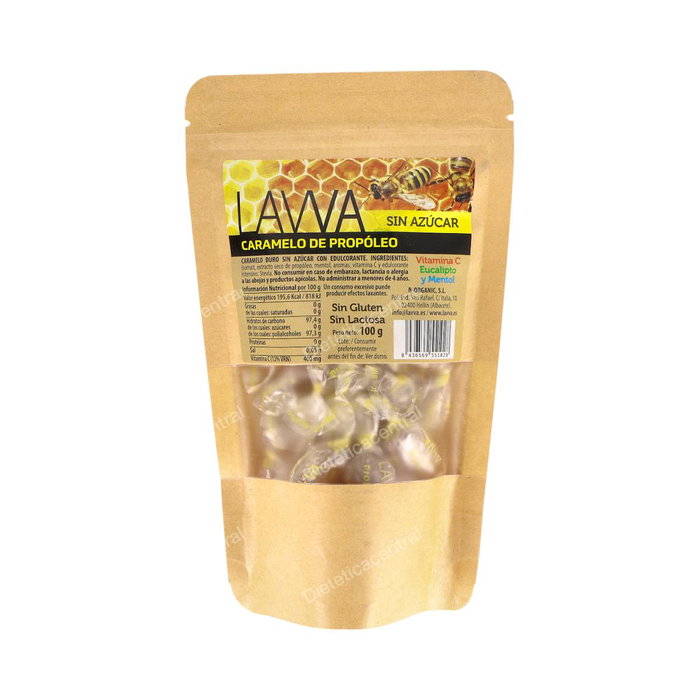 LAVVA Caramelo Dur au Miel Propolis Vitamine C Menthol sans Sucre 100g LAVVA Caramelo Dur au Miel Propolis Vitamine C Menthol sans Sucre 100g