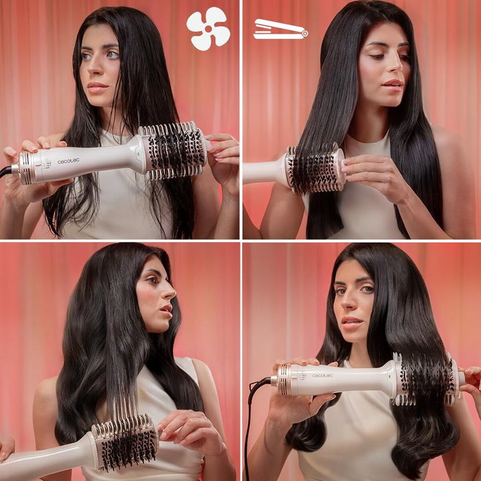 Brosse sèche-cheveux ionique Cecotec Air DryBold 1200W, 3 temp., volume, blanc Brosse sèche-cheveux ionique Cecotec Air DryBold 1200W, 3 temp., volume, blanc