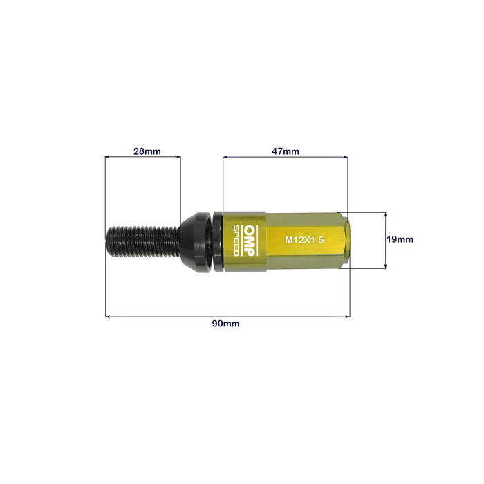 Omp Speed Jeu De 20 Vis M12x1.5 Aluminium 7075 Protecteur Jaune OMPS09981209
