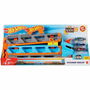 Hot Wheels Circuit Super Transporteur Extensible GVG37 avec 3 Voitures, Piste de Course 182 cm, Capacité 25 Véhicules, À Partir de 4 Ans