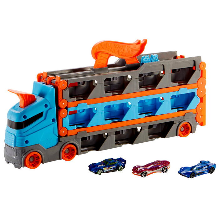 Hot Wheels Super Transporteur Extensible avec Piste de Course