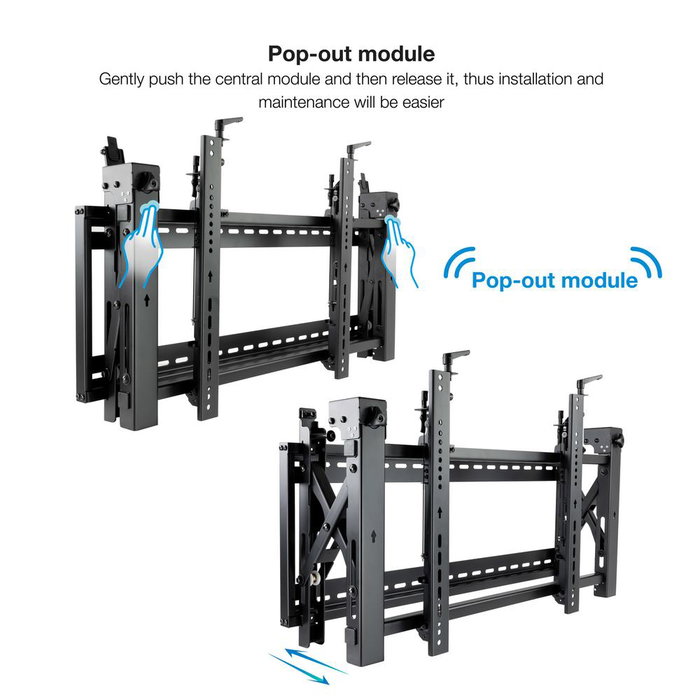 TooQ Support Mural VESA pour TV 45-70 Pouces Noir 70kg 200x200 à 800x400 mm Inclinable Orientable
