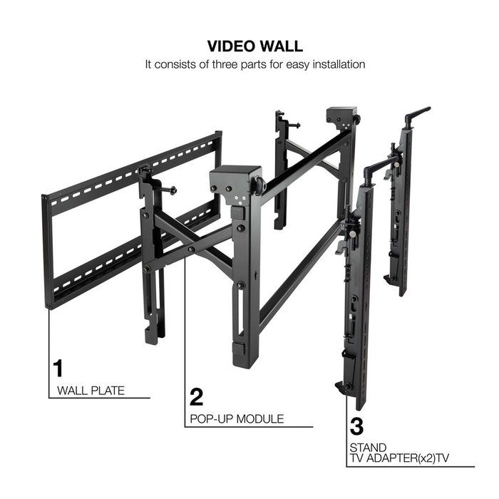 TooQ Support Mural VESA pour TV 45-70 Pouces Noir 70kg 200x200 à 800x400 mm Inclinable Orientable
