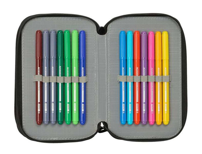 Safta Plumier Triple 37 Pièces pour Crayons - Dimensions : 12,5 x 19,5 x 5,5 cm