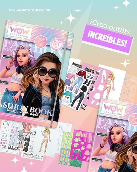 Kids Euroswan Wow Generation - Livre de Recortables Fashion Book, Crée, Dessine et Peins ton Style, Livre d'Activités Créatives en Papier pour Enfants de 4 à 99 Ans