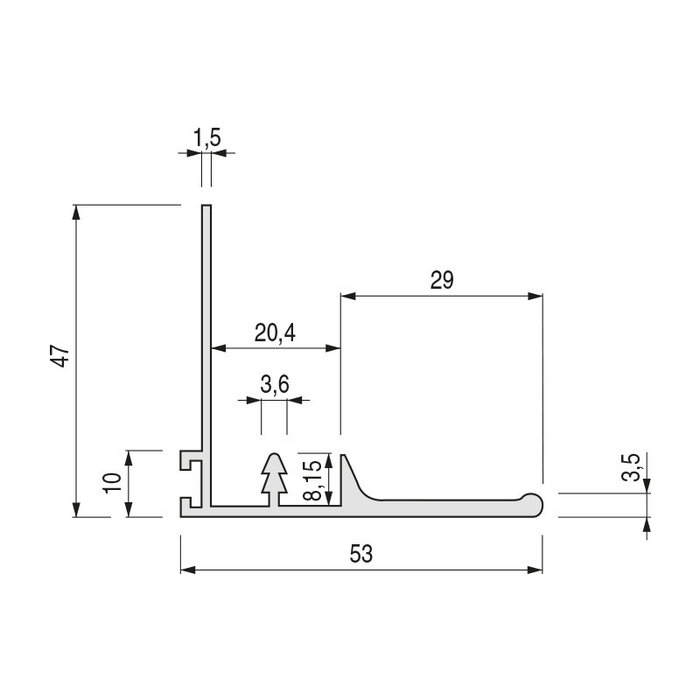 HERRAJES ALK Lia - Set de 2 profils tireurs en aluminium 2,60m, finition argent mat