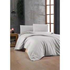 Parure de lit - Housse de couette King 240 x 220 cm + 2 taies d'oreiller 60 x 60 cm - 100% coton renforcé 155 fils - Gris