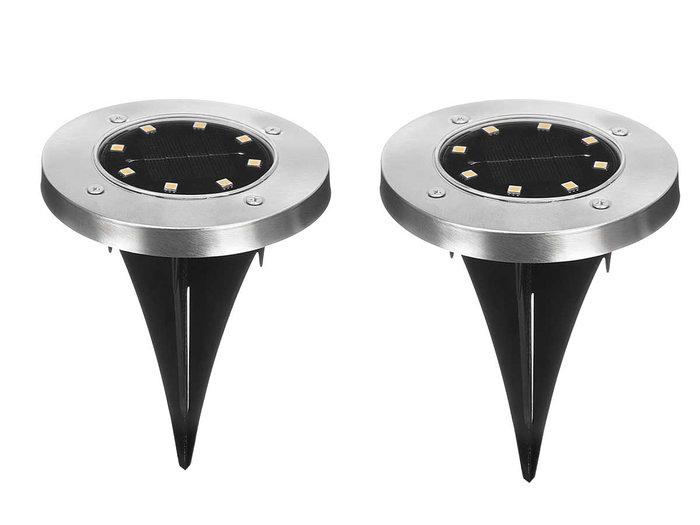 IBERGARDEN Set de 2 lampes solaires lumière chaude Noir + Argent IBERGARDEN Set de 2 lampes solaires lumière chaude Noir + Argent