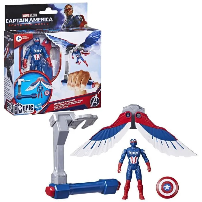 Hasbro Figurine Captain America Commande de Vol - Epic Hero Series Marvel Captain America: Brave New World - Jouet Super-Héros Enfant dès 4 ans Hasbro Figurine Captain America Commande de Vol - Epic Hero Series Marvel Captain America: Brave New World - Jouet Super-Héros Enfant dès 4 ans