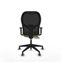 Chaise Alocén Synchrone/Traslack tissu Vert pistache Maille Noir Base pyramidale noire Accoudoir 1D Sans appui-tête Roulettes 65mm pour moquette