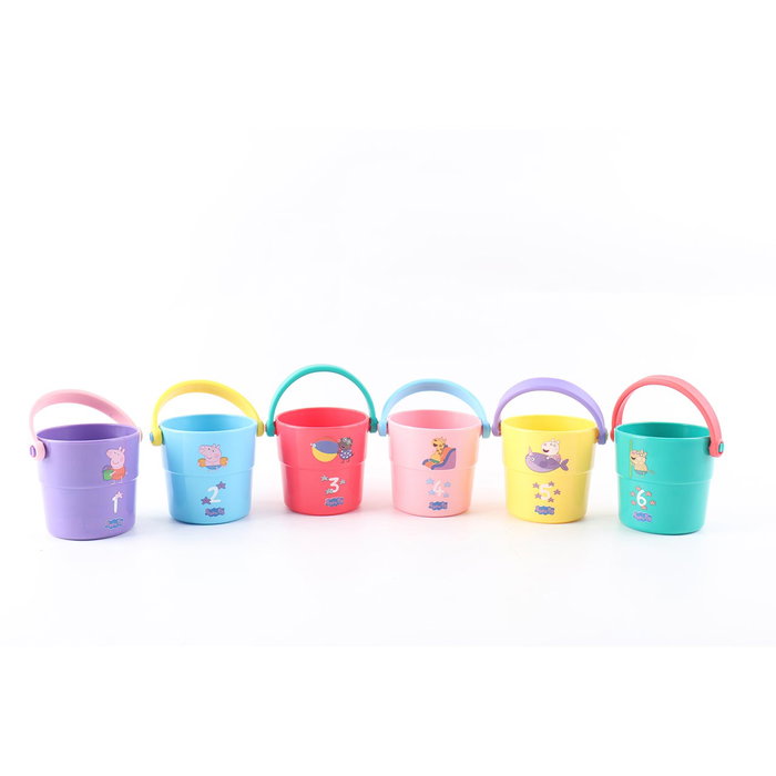 DEQUBE Jeux de Bains Cubes à Empiler Peppa Pig Apprentissage Chiffres Couleurs 6 Pièces