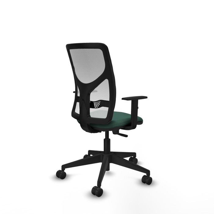 Chaise Motilla Synchro 3 positions tissu Vert foncé Maille Blanc Base pyramidale noire Accoudoir 1D Sans appui-tête Roulettes 65mm nylon Chaise Motilla Synchro 3 positions tissu Vert foncé Maille Blanc Base pyramidale noire Accoudoir 1D Sans appui-tête Roulettes 65mm nylon