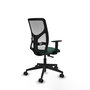 Chaise Motilla Synchro 3 positions tissu Vert foncé Maille Blanc Base pyramidale noire Accoudoir 1D Sans appui-tête Roulettes 65mm nylon