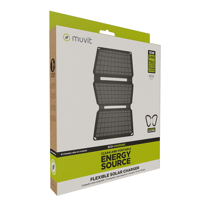 Chargeur solaire Muvit MCSCH0002 Noir Chargeur solaire Muvit MCSCH0002 Noir