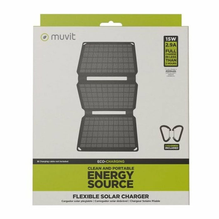 Chargeur solaire Muvit MCSCH0002 Noir Chargeur solaire Muvit MCSCH0002 Noir