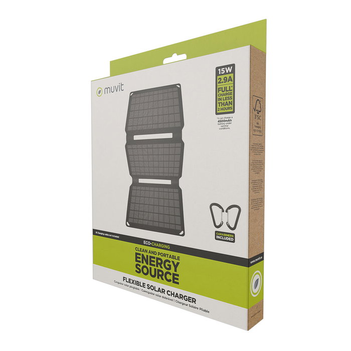 Chargeur solaire Muvit MCSCH0002 Noir Chargeur solaire Muvit MCSCH0002 Noir