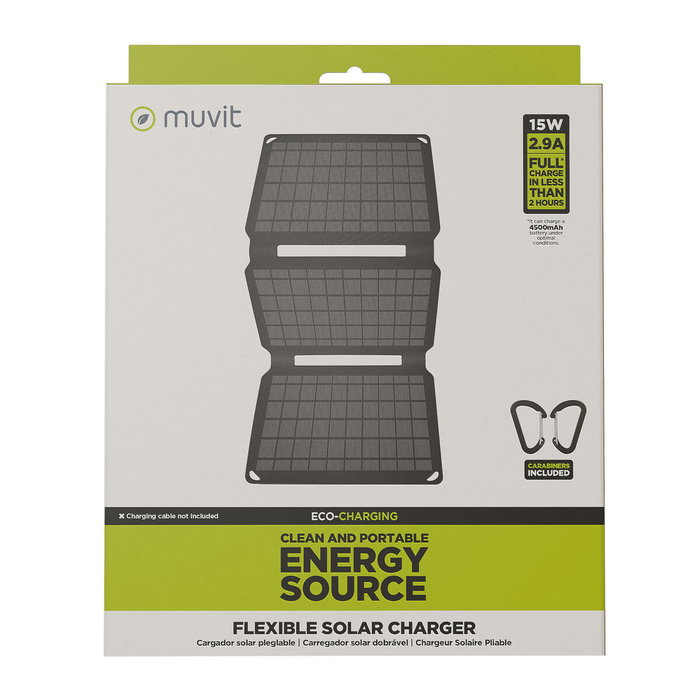 Chargeur solaire Muvit MCSCH0002 Noir Chargeur solaire Muvit MCSCH0002 Noir