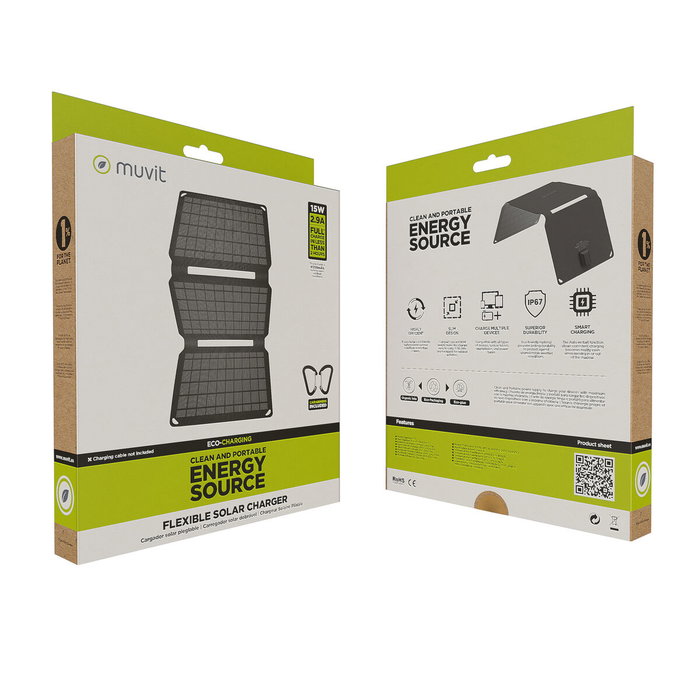 Chargeur solaire Muvit MCSCH0002 Noir Chargeur solaire Muvit MCSCH0002 Noir