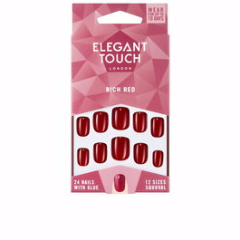 Elegant Touch Ongles Artificiels Polished Colour Squoval Rouge Profond avec Colle