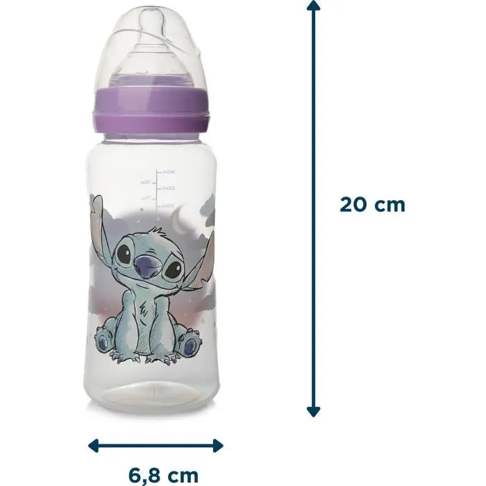 Thermobaby Biberon 360 ml Lilo & Stitch avec tétine en silicone et système Anti-Coliques, sans BPA, pour nourrissons