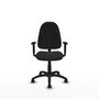 Chaise de bureau Algarra avec mécanisme de contact permanent de base, revêtue de similicuir noir. Équipée d'une base en polyamide noire, d'accoudoirs 1D et de roulettes autobloquantes