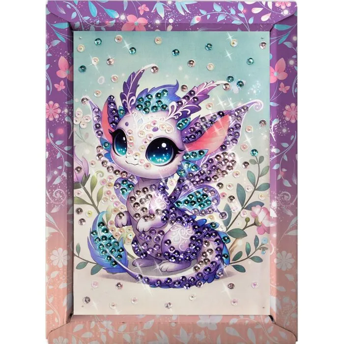Lansay - Kit Loisir Créatif Collection Sequins Féerique Dragon - Cadre à Décorer avec Sequins et Épingles - À Partir de 6 Ans
