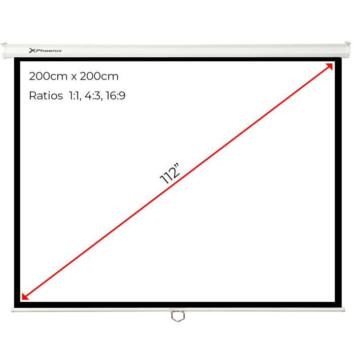 Phoenix Technologies - Pantalon de projection manuelle 200 x 200 cm 112" blanc mate