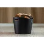Aduro Panier à bois Proline Ø 39 x 31 cm - Simili cuir noir avec poignées
