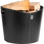 Aduro Panier à bois Proline Ø 39 x 31 cm - Simili cuir noir avec poignées