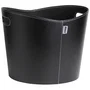 Aduro Panier à bois Proline Ø 39 x 31 cm - Simili cuir noir avec poignées